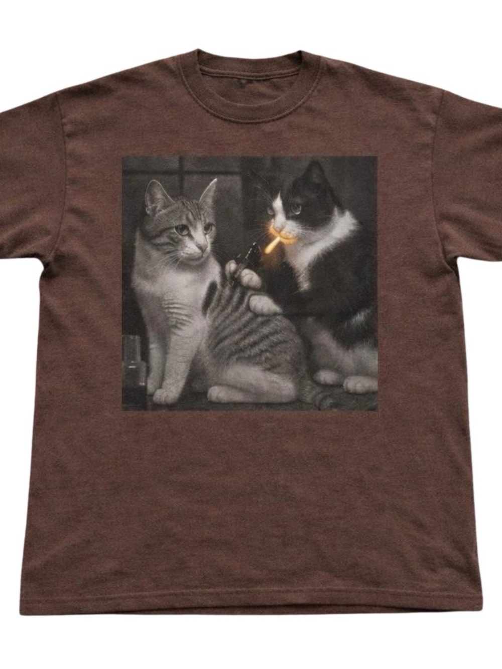 Brown Cats Graphic Tee, 2 Cats tattoo shirt